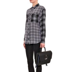 EQUIPMENT Silk Signature Contrast Check Blk Shirt
